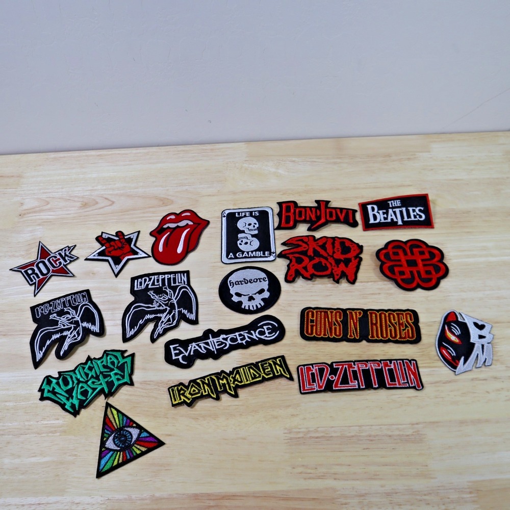 Rock Band Metal Punk Classic Patches - Lot of 18 - Led Zeppelin Kiss Iron Maiden